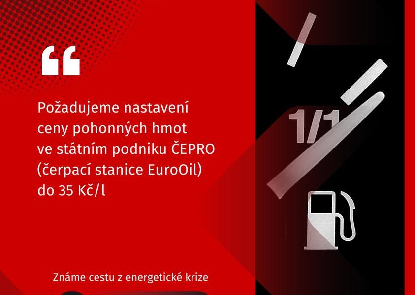 Požadujeme nastavení ceny PHM ve státním podniku ČEPRO